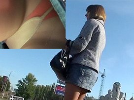 White panties covering pussy in amateur upskirt clip