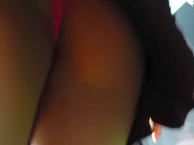 Upskirt view of the long-haired Asian amateur girl