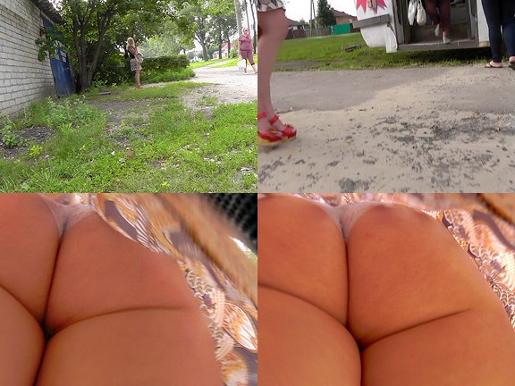 Ass Upskirt Thong - Blonde's flabby ass and sexy thong in up skirt porn